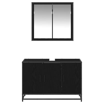 Bathroom Furniture Set 2 pcs Black Oak Engineered Wood