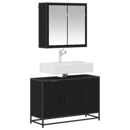 Bathroom Furniture Set 2 pcs Black Oak Engineered Wood