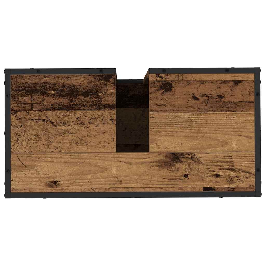 Bathroom Furniture Set with Door 3 pcs Old Wood Engineered Wood