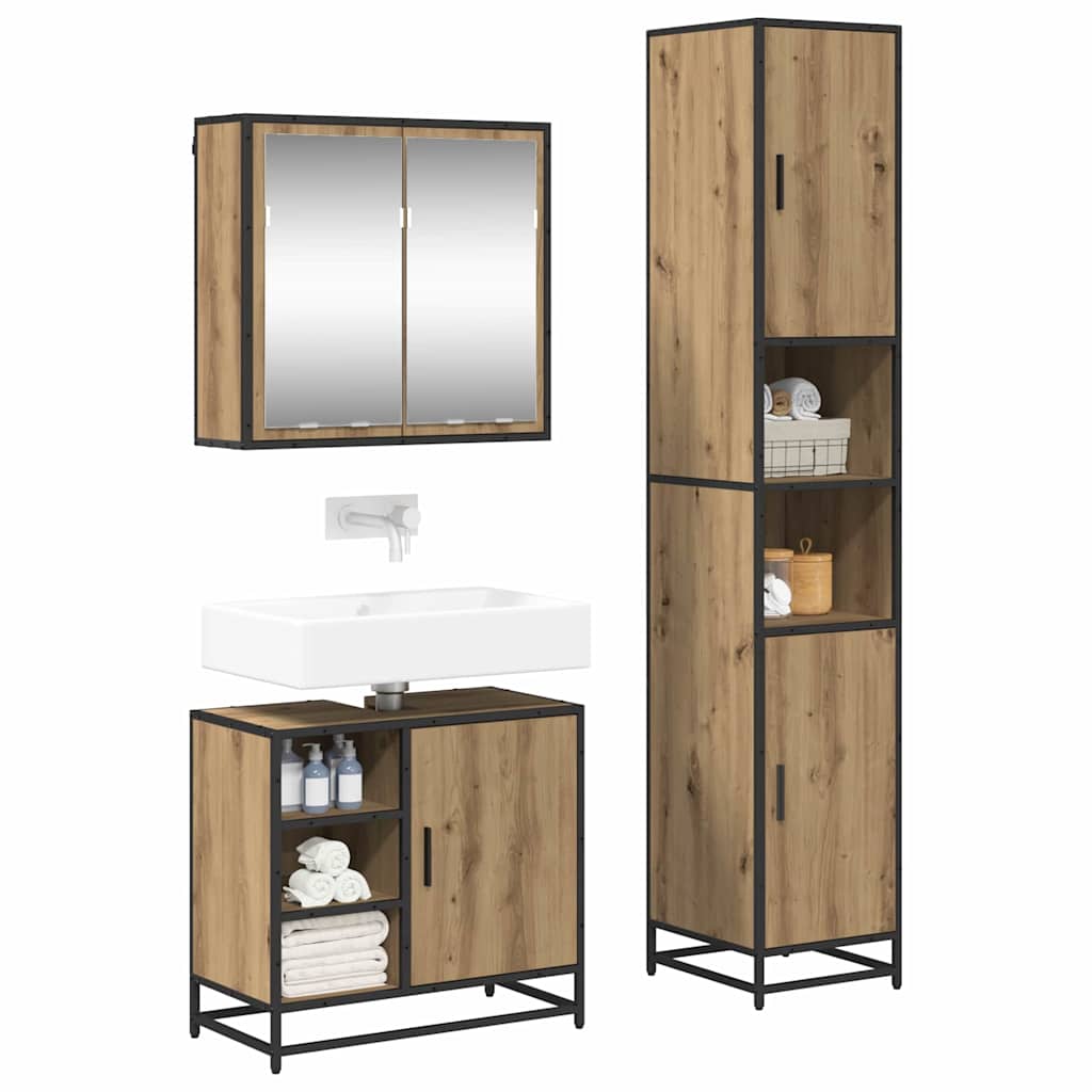 Bathroom Furniture Set 3 pcs Artisan Oak Engineered Wood