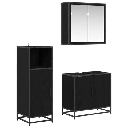 Bathroom Furniture Set 3 pcs Black Oak Engineered Wood