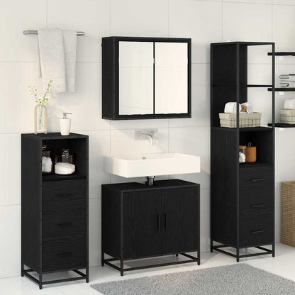 Bathroom Furniture Set 4 pcs Black Oak Engineered Wood