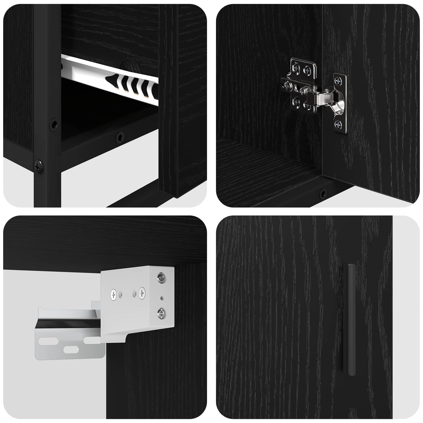 Bathroom Furniture Set 3 pcs Black Oak Engineered Wood