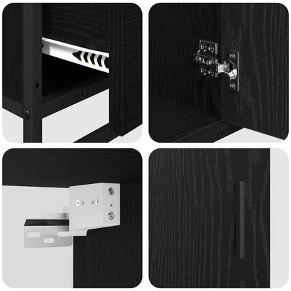 Bathroom Furniture Set 3 pcs Black Oak Engineered Wood