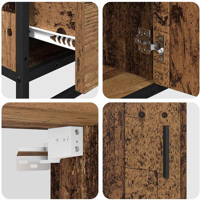 Bathroom Furniture Set with Door 3 pcs Old Wood Engineered Wood