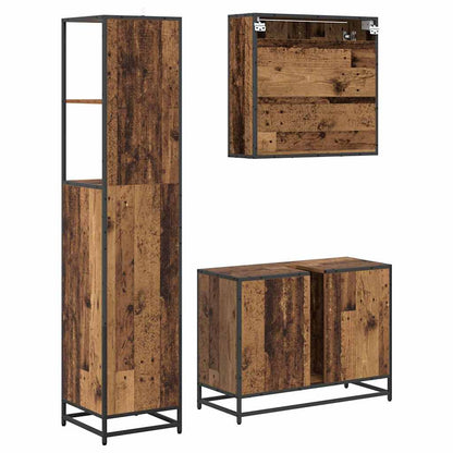 Bathroom Furniture Set with Door 3 pcs Old Wood Engineered Wood