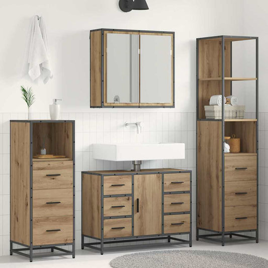 Bathroom Furniture Set 3 pcs Artisan Oak Engineered Wood