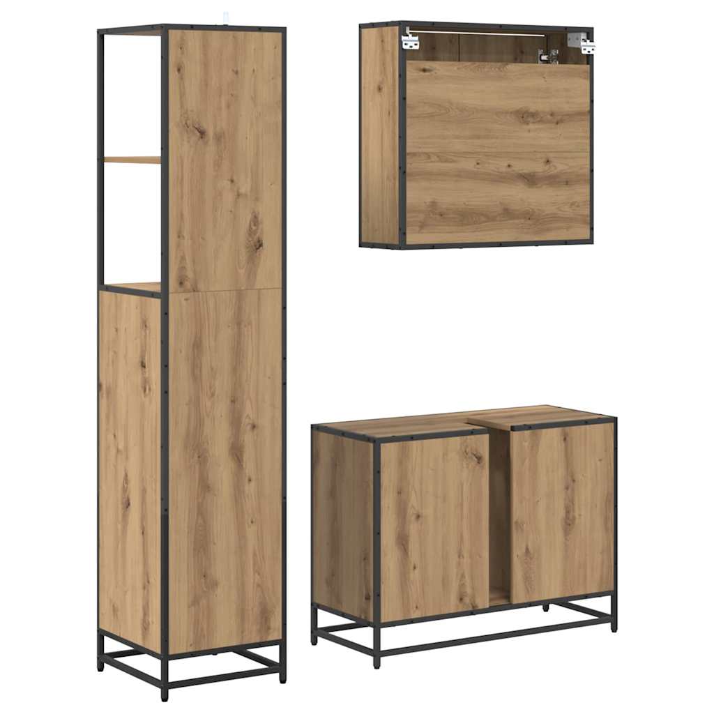 Bathroom Furniture Set 3 pcs Artisan Oak Engineered Wood