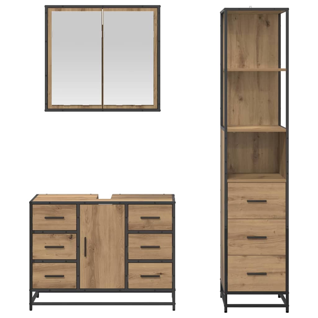 Bathroom Furniture Set 3 pcs Artisan Oak Engineered Wood