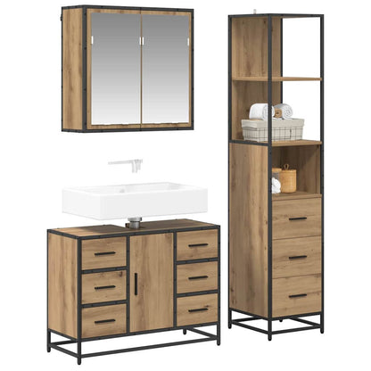 Bathroom Furniture Set 3 pcs Artisan Oak Engineered Wood