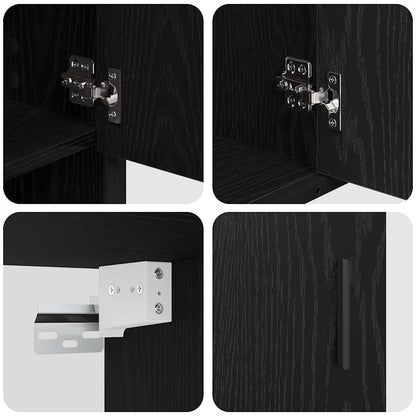 Bathroom Furniture Set 3 pcs Black Oak Engineered Wood