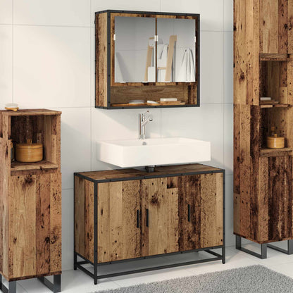 Bathroom Furniture Set with Door 2 pcs Old Wood Engineered Wood
