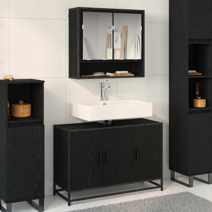 Bathroom Furniture Set 2 pcs Black Oak Engineered Wood