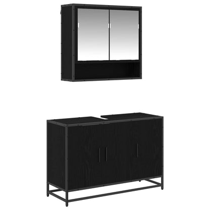 Bathroom Furniture Set 2 pcs Black Oak Engineered Wood