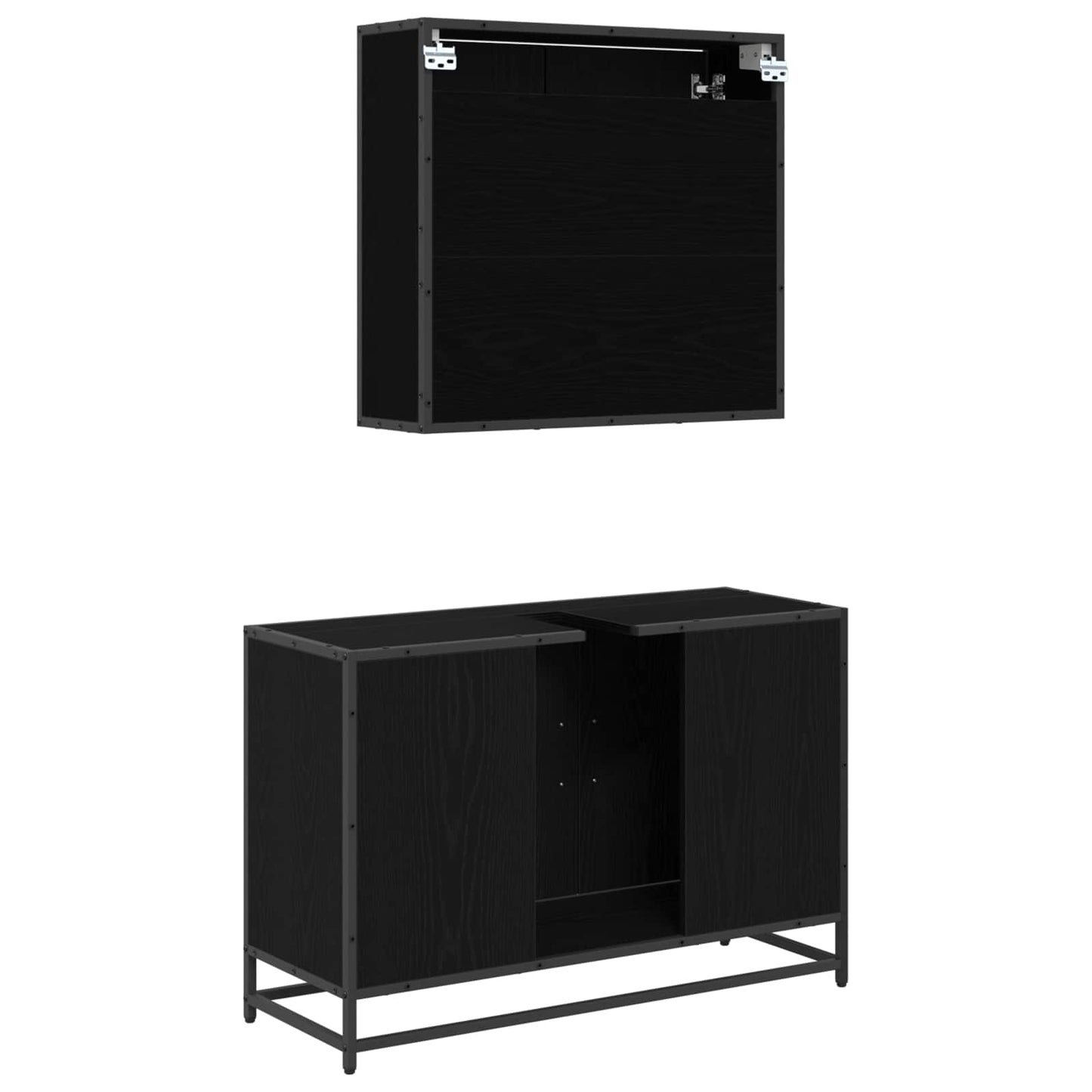 Bathroom Furniture Set 2 pcs Black Oak Engineered Wood