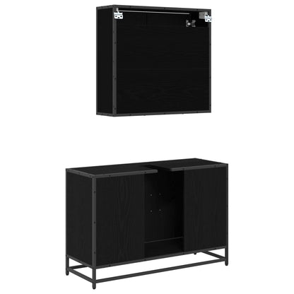Bathroom Furniture Set 2 pcs Black Oak Engineered Wood