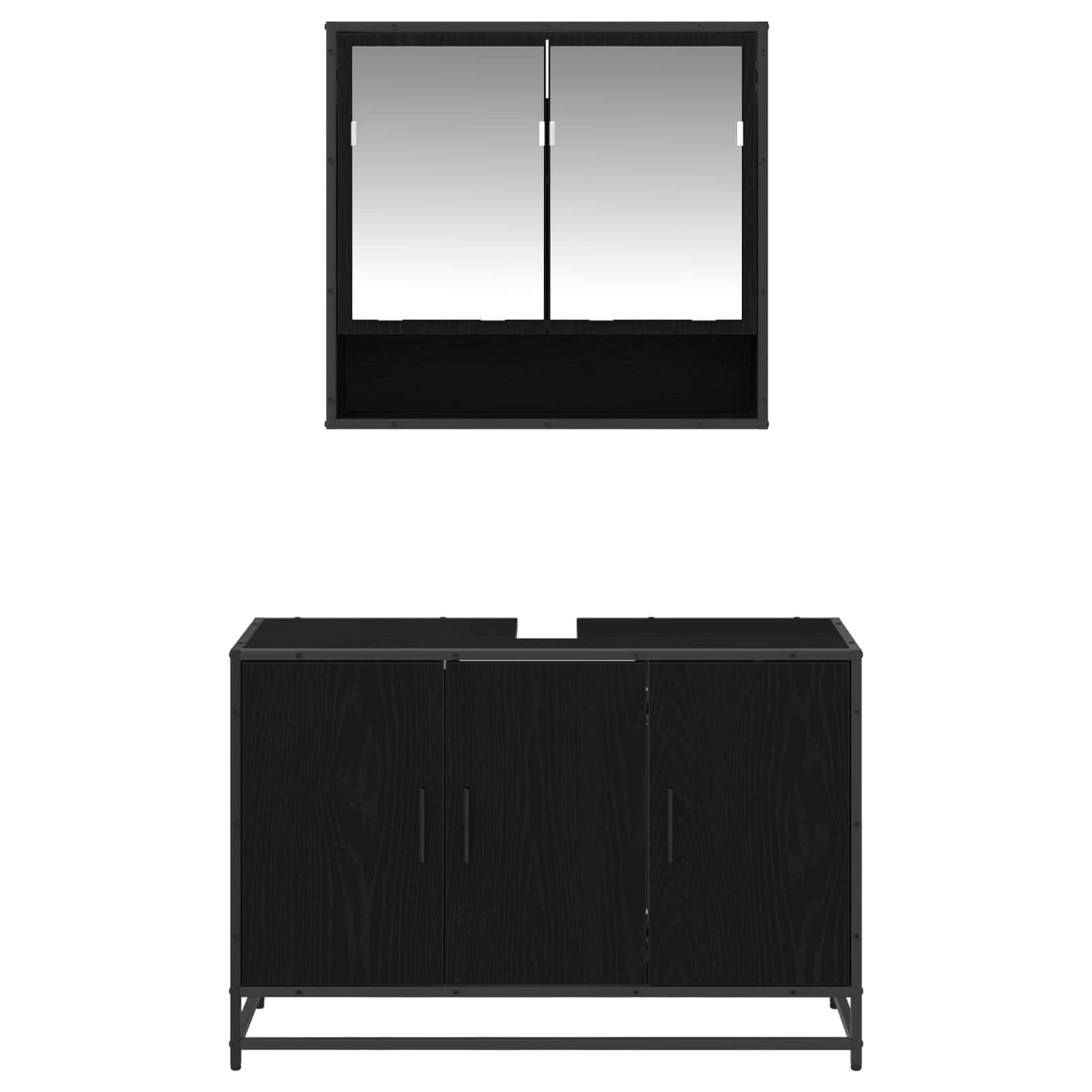 Bathroom Furniture Set 2 pcs Black Oak Engineered Wood