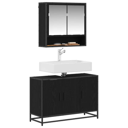 Bathroom Furniture Set 2 pcs Black Oak Engineered Wood