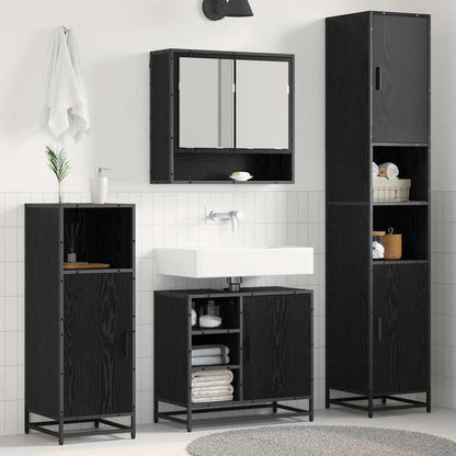 Bathroom Furniture Set 4 pcs Black Oak Engineered Wood