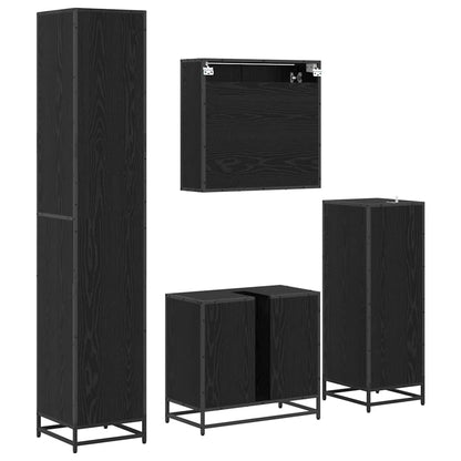 Bathroom Furniture Set 4 pcs Black Oak Engineered Wood