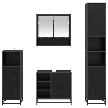 Bathroom Furniture Set 4 pcs Black Oak Engineered Wood