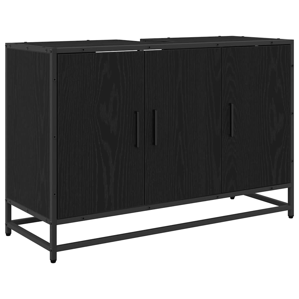 Bathroom Furniture Set 3 pcs Black Oak Engineered Wood