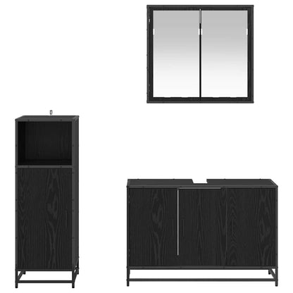 Bathroom Furniture Set 3 pcs Black Oak Engineered Wood