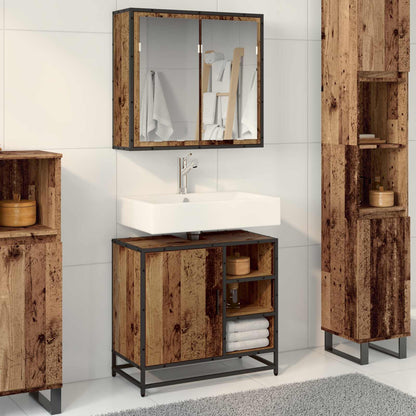 Bathroom Furniture Set with Door 2 pcs Old Wood Engineered Wood