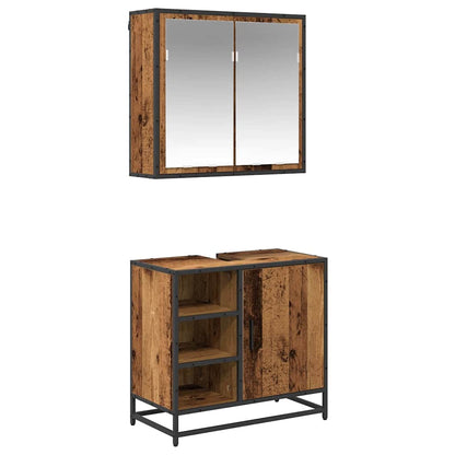 Bathroom Furniture Set with Door 2 pcs Old Wood Engineered Wood