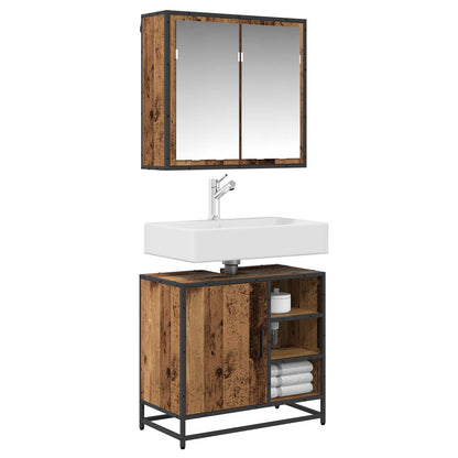 Bathroom Furniture Set with Door 2 pcs Old Wood Engineered Wood