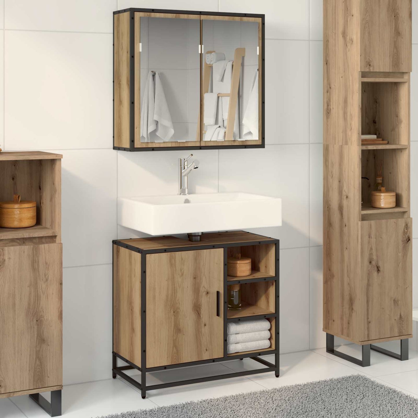 Bathroom Furniture Set 2 pcs Artisan Oak Engineered Wood
