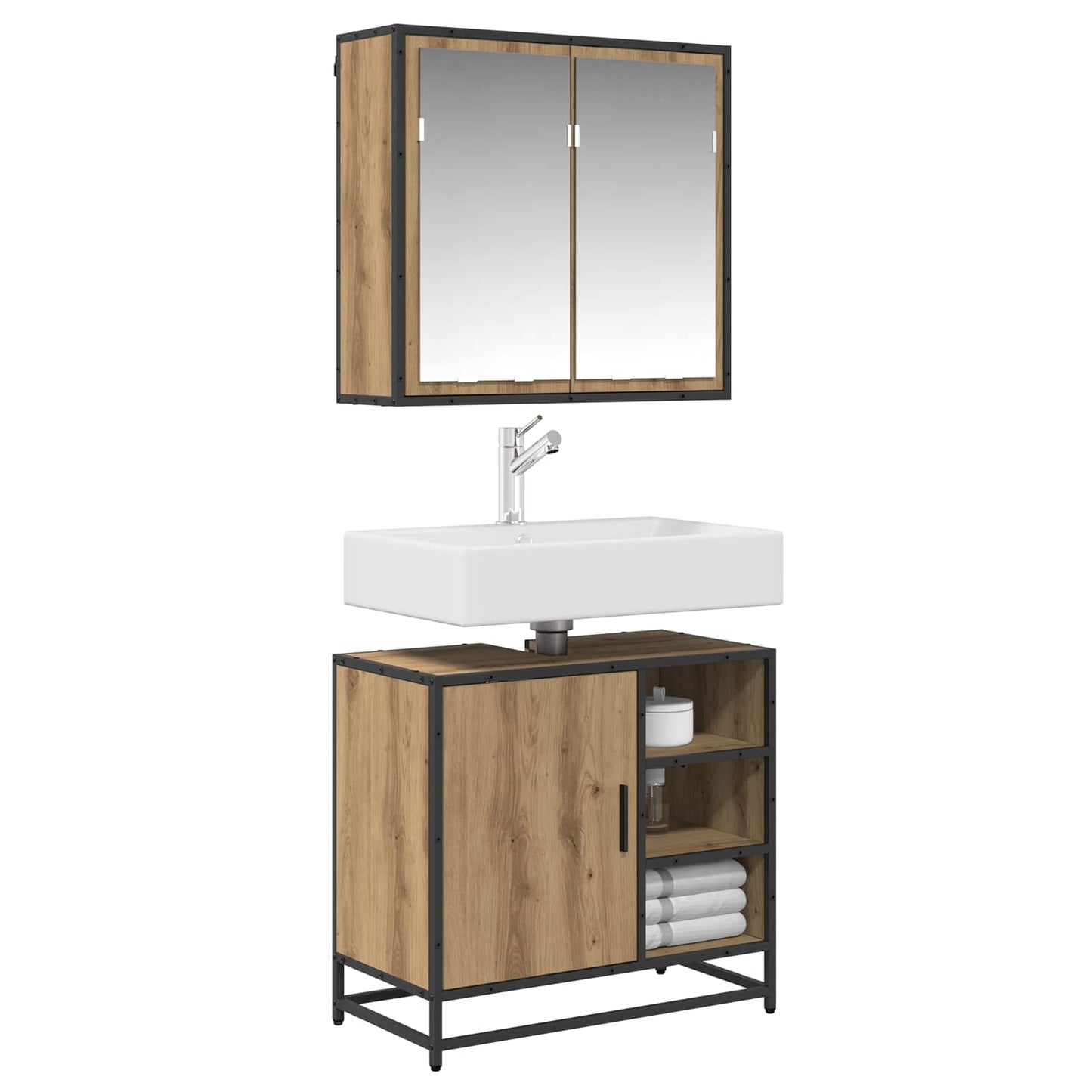 Bathroom Furniture Set 2 pcs Artisan Oak Engineered Wood