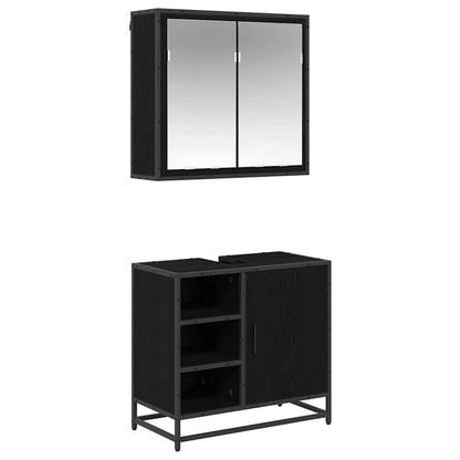 Bathroom Furniture Set 2 pcs Black Oak Engineered Wood