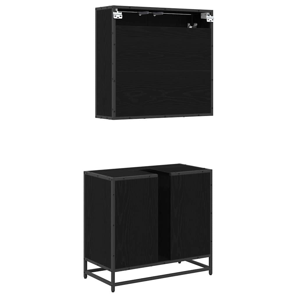 Bathroom Furniture Set 2 pcs Black Oak Engineered Wood