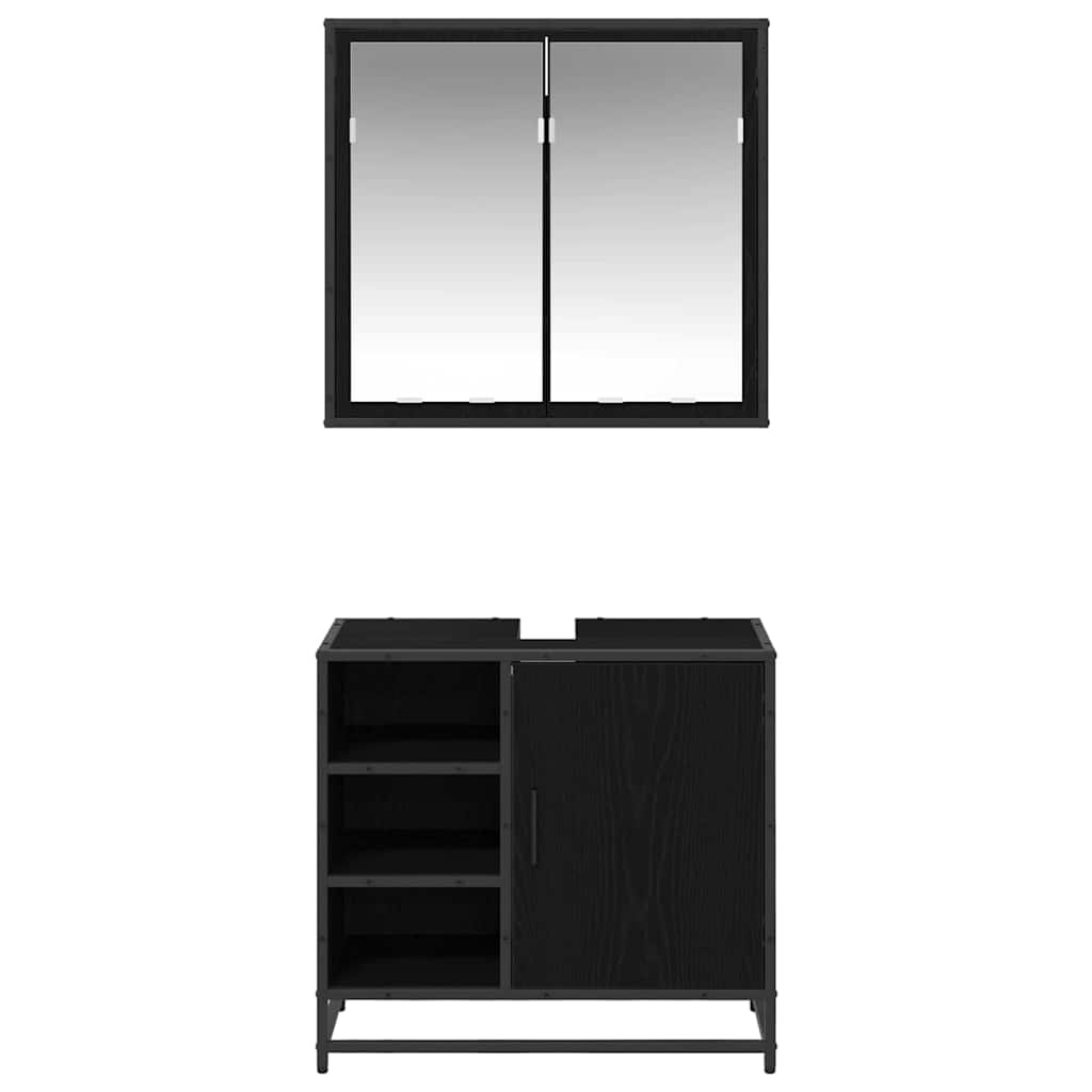 Bathroom Furniture Set 2 pcs Black Oak Engineered Wood