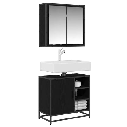 Bathroom Furniture Set 2 pcs Black Oak Engineered Wood