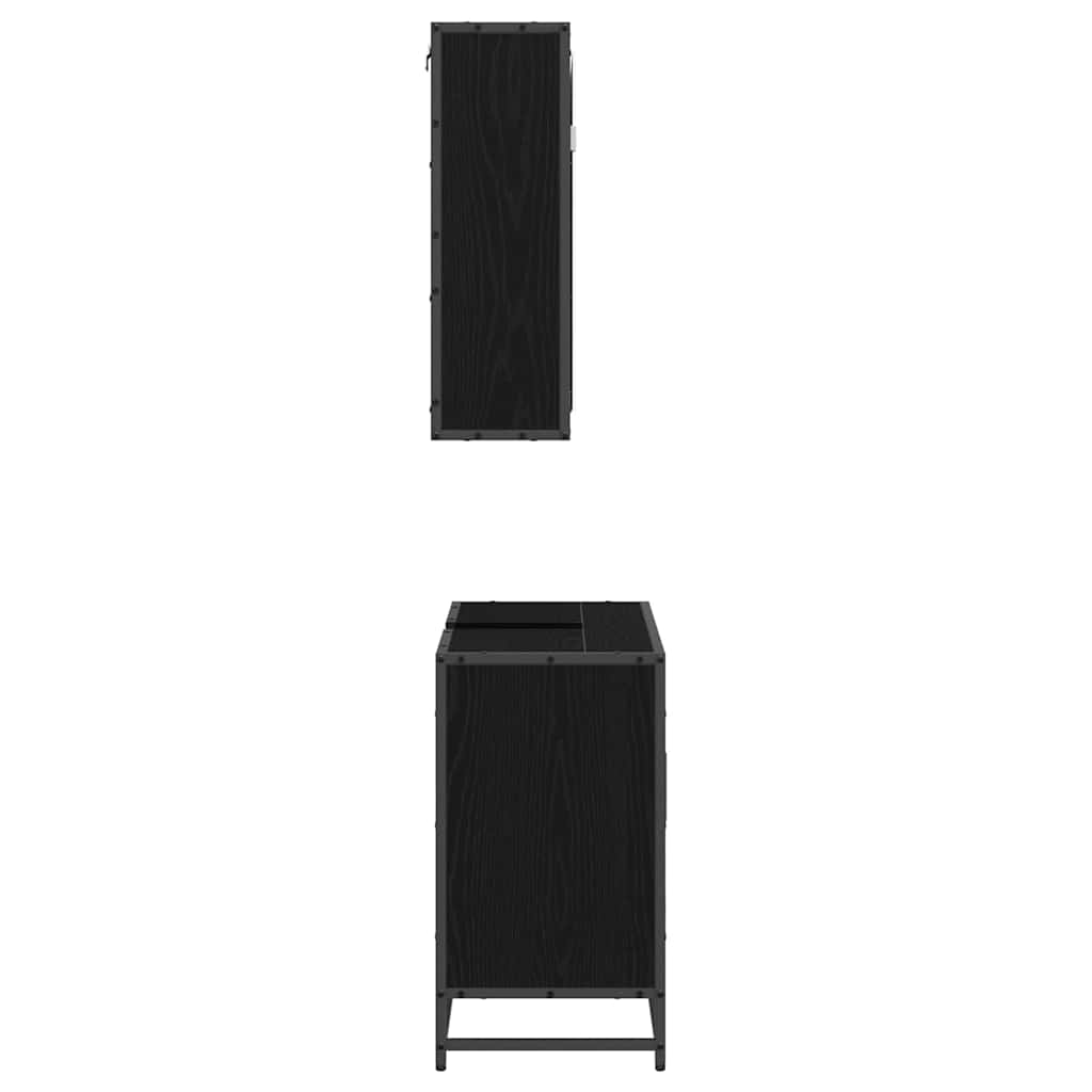 Bathroom Furniture Set 2 pcs Black Oak Engineered Wood