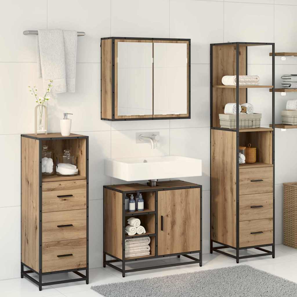 Bathroom Furniture Set 3 pcs Artisan Oak Engineered Wood