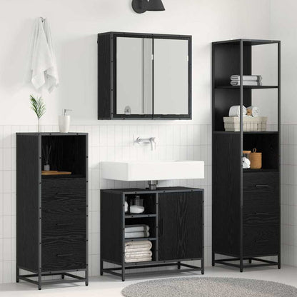 Bathroom Furniture Set 3 pcs Black Oak Engineered Wood