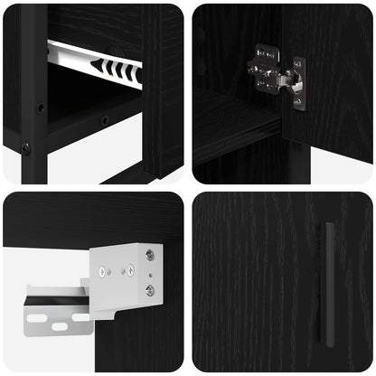 Bathroom Furniture Set 3 pcs Black Oak Engineered Wood