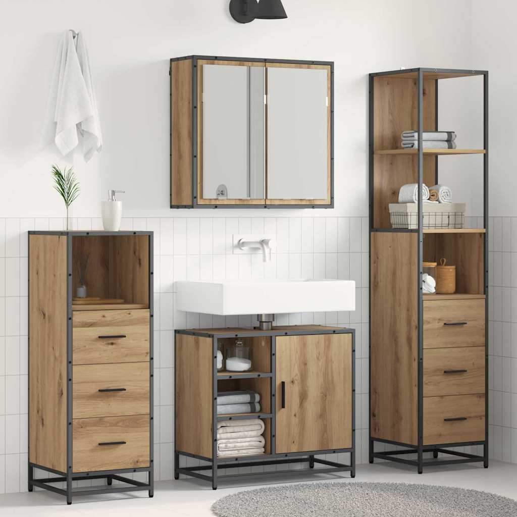 Bathroom Furniture Set 4 pcs Artisan Oak Engineered Wood