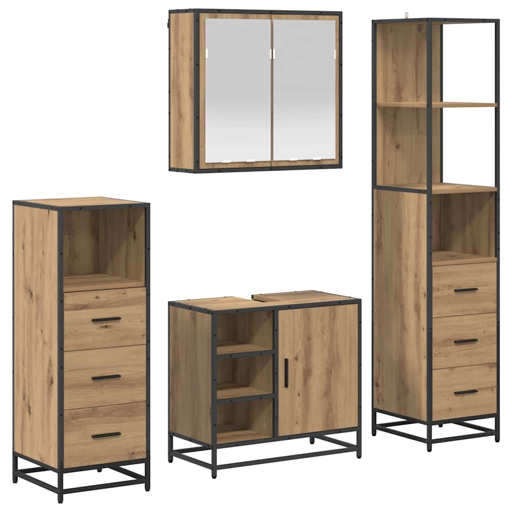 Bathroom Furniture Set 4 pcs Artisan Oak Engineered Wood