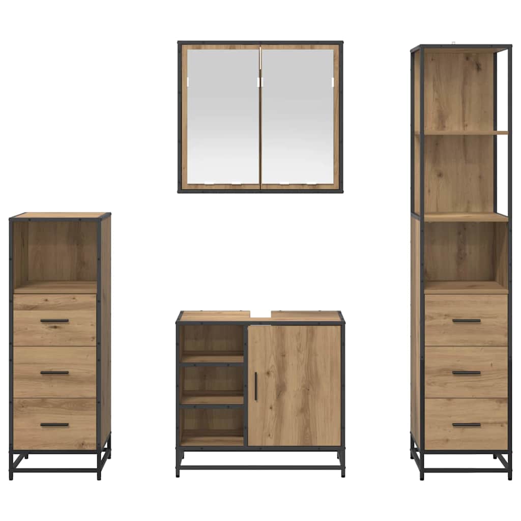 Bathroom Furniture Set 4 pcs Artisan Oak Engineered Wood