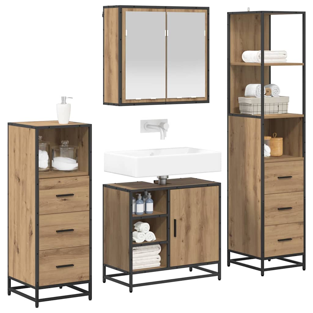 Bathroom Furniture Set 4 pcs Artisan Oak Engineered Wood