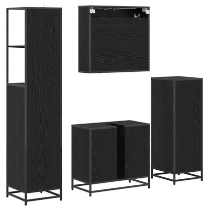 Bathroom Furniture Set 4 pcs Black Oak Engineered Wood