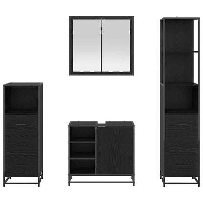 Bathroom Furniture Set 4 pcs Black Oak Engineered Wood
