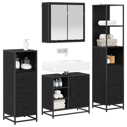 Bathroom Furniture Set 4 pcs Black Oak Engineered Wood