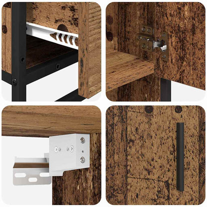 Bathroom Furniture Set with Door 3 pcs Old Wood Engineered Wood
