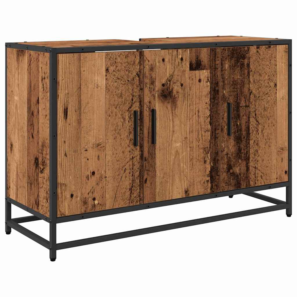 Bathroom Furniture Set with Door 3 pcs Old Wood Engineered Wood