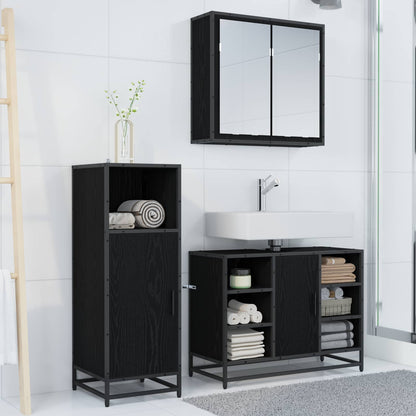 Bathroom Furniture Set 3 pcs Black Oak Engineered Wood